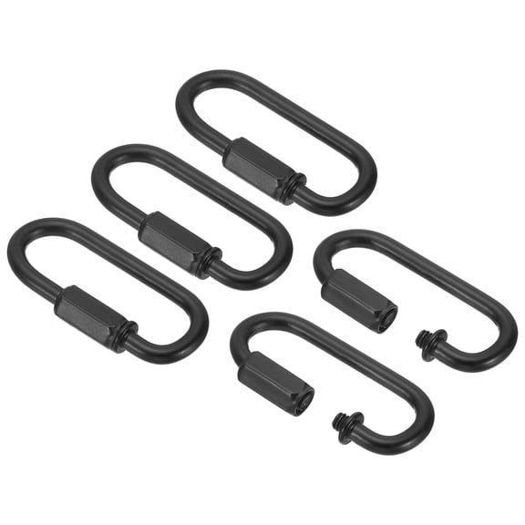 Uxcell 4mm Steel Chain Quick Links Screw Locking Chain Connector Ring Hook Clips 44 Lbs Black 5 Pack