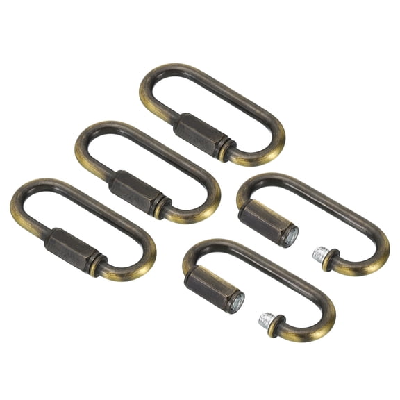 Uxcell 4mm Steel Chain Quick Links Screw Locking Chain Connector Ring Hook Clips 44 Lbs Bronze 5 Pack