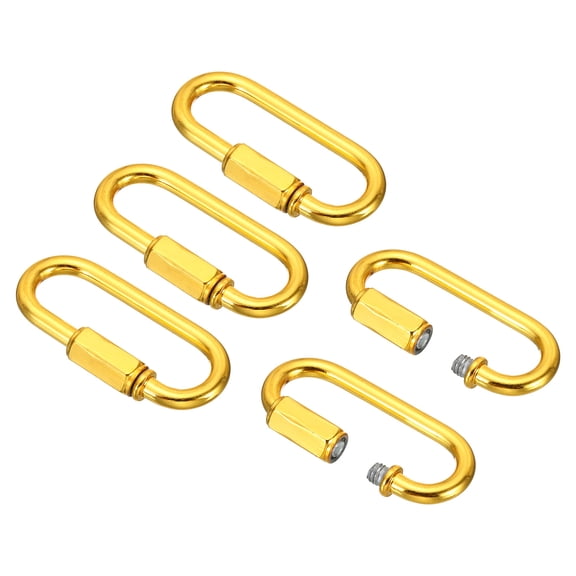 Uxcell 4mm Steel Chain Quick Links Screw Locking Chain Connector Ring Hook Clips 44 Lbs Electrophoresis Gold 5 Pack