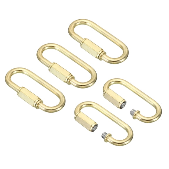 Uxcell 4mm Steel Chain Quick Links Screw Locking Chain Connector Ring Hook Clips 44 Lbs Gold 5 Pack