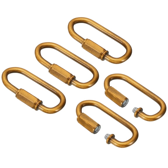 Uxcell 4mm Steel Chain Quick Links Screw Locking Chain Connector Ring Hook Clips 44 Lbs Gold Bronze 5 Pack