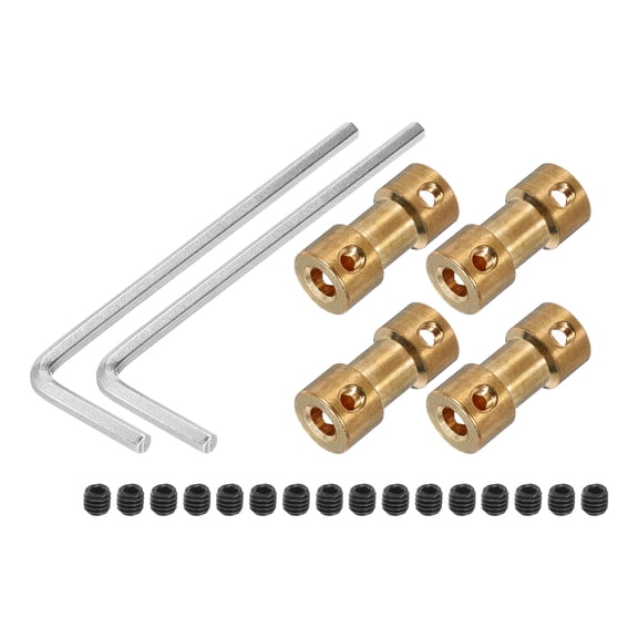 Uxcell 4mm to 5mm Bore Rigid Coupling 20mm x 9mm M3 Brass Shaft Copper Tone 4 x Coupling 16 x Screws 2 x Wrench