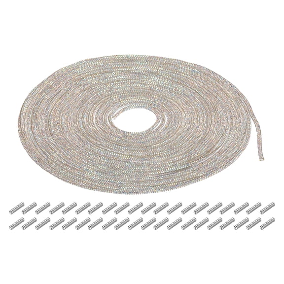 Uxcell 4mm x 10m Rhinestone Tube Rope Crystal Rhinestone String Rope for DIY Decoration White AB Color with Aglets