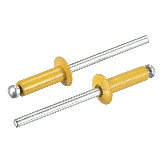 Uxcell 4mm x 12mm Aluminum Open End Flat Round Head Blind Rivets, Gold Tone 50 Pack