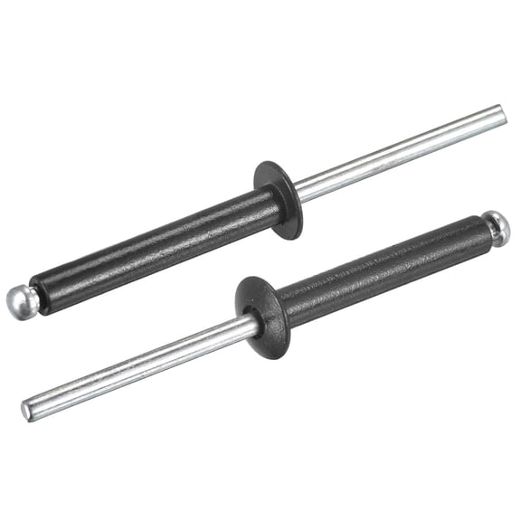 Uxcell 4mm x 25mm Aluminum Open End Flat Round Head Blind Rivets, Black 50 Pack