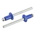 thumbnail image 1 of Uxcell 4mm x 6mm Aluminum Open End Flat Round Head Blind Rivets, Blue 25 Pack, 1 of 5
