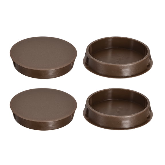 Uxcell 4pack 50mm(2") Nylon Hole Plugs, Flush Type Panel Round Snap In Fastener Knockout Plugs, Brown