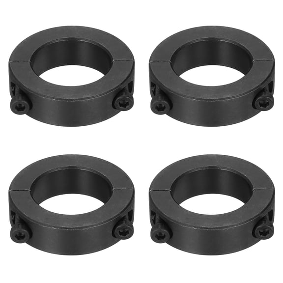 Uxcell 4pack Double Split Shaft Collars 22mm Bore, Two-Piece Clamping Collar 35mm OD 10mm Thickness Carbon Steel Lock Collar Clamp with Set Screws (Black Oxide)