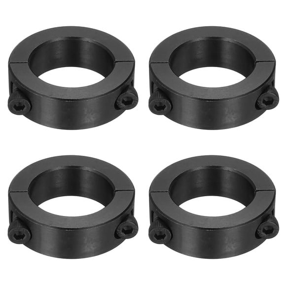 Uxcell 4pack Double Split Shaft Collars 25mm Bore, Two-Piece Clamping Collar 38mm OD 12mm Thickness Carbon Steel Lock Collar Clamp with Set Screws (Black Oxide)