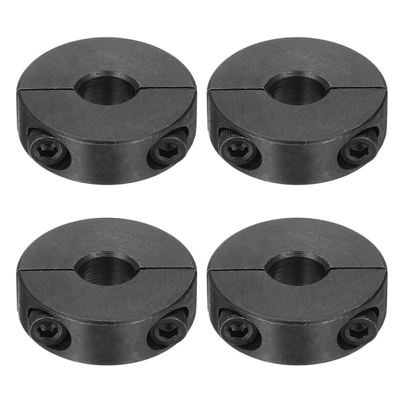Uxcell 4pack Double Split Shaft Collars 8mm Bore, Two-Piece Clamping Collar 25mm OD 8mm Thickness Carbon Steel Lock Collar Clamp with Set Screws (Black Oxide)