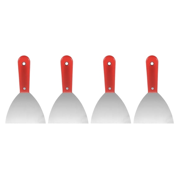 Uxcell 4packs Putty Knife 5" Width Carbon Steel Blade Spatula for Drywall Repair, Red