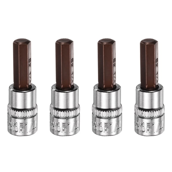 Uxcell 4pcs 1/4" Hex Bit Socket 1/4" Square Drive SAE Extension Impact Bit Power Nut Driver Set S2 & CR-V Steel Socket Ratchet Wrench Bits