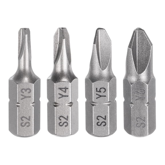Uxcell 4pcs 1/4" Hex Shank Magnetic Y3/Y4/Y5/Y6 Head 1" Length Y Shape Screwdriver Bits