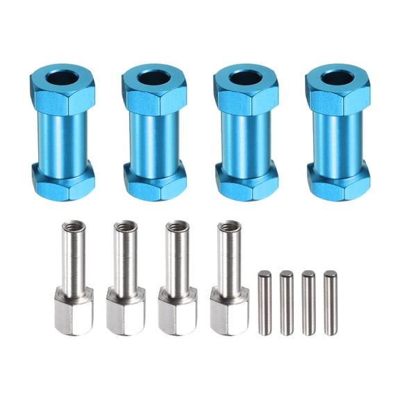 Uxcell 4pcs 12mm Wheel Hex Drive Hubs Adapter Combiner Coupler, Aluminum 25mm Extension for 1/10 RC Blue