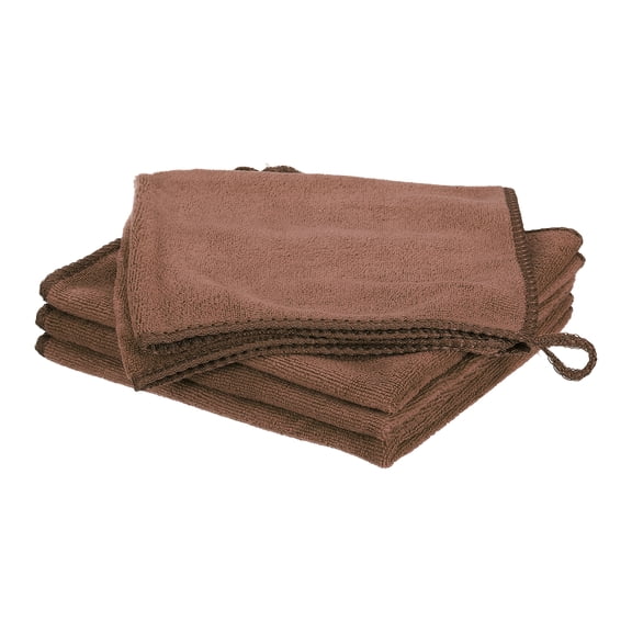 Uxcell 4pcs 14" x 14" Microfiber Cleaning Cloth Absorbent, Brown