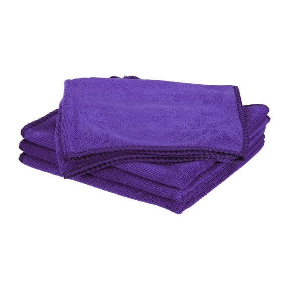 Uxcell 4pcs 16" x 16" Microfiber Cleaning Cloth Absorbent, Purple