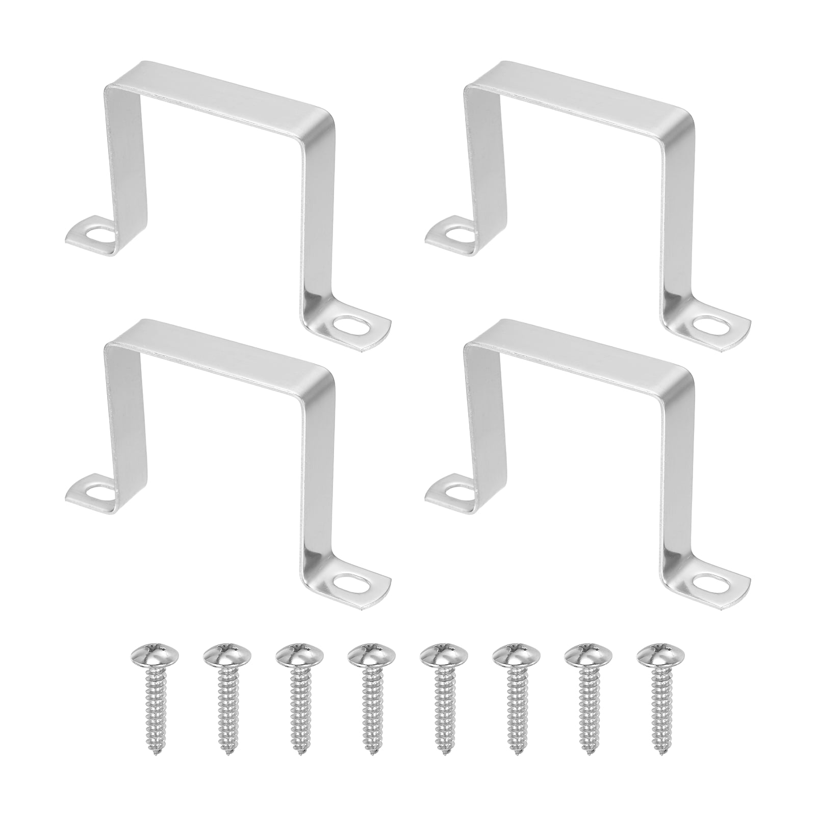 Uxcell 4pcs 2-3/4" x 2-3/4" Square Pipe Clamp, 304 Stainless Steel U Shaped Connector Bracket Heavy Duty Tube Strap Buckle with Self-Tapping Screws for Tube Installation