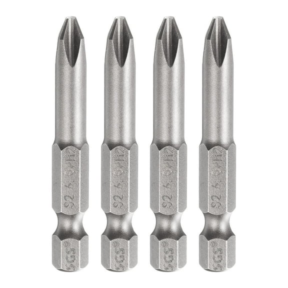 Uxcell 4pcs #2 Phillips Screwdriver Bit PH2 1/4" Hex Shank 2" (50mm) Long 0.24" Rod Magnetic Cross Head Drill Bits S2 Steel Industrial Screw Driver Bit
