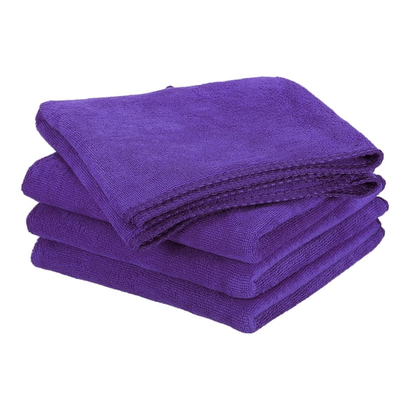 Uxcell 4pcs 20" x 10" Microfiber Cleaning Cloth Absorbent, Purple