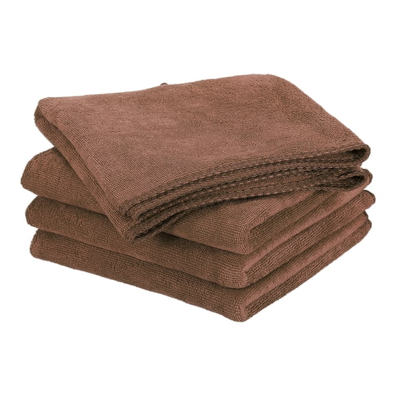 Uxcell 4pcs 28" x 12" Microfiber Cleaning Cloth Absorbent, Brown