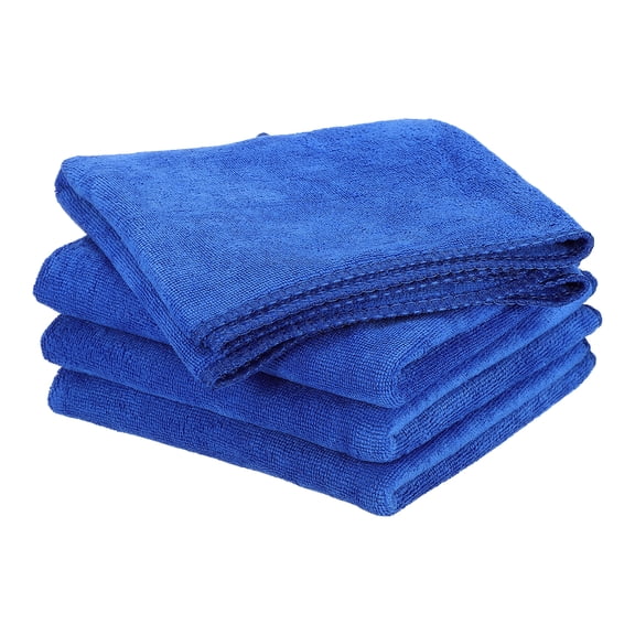 Uxcell 4pcs 28" x 12" Microfiber Cleaning Cloth Absorbent, Sapphire Blue