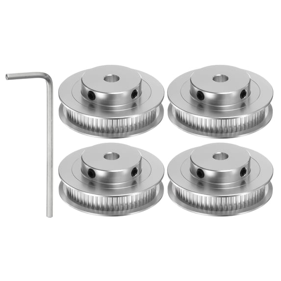 Uxcell 4pcs 2GT Timing Pulley 60T 5mm Bore 44mm Dia. Aluminum Timing Belt Pulley with Spanner for 6mm Width Belt