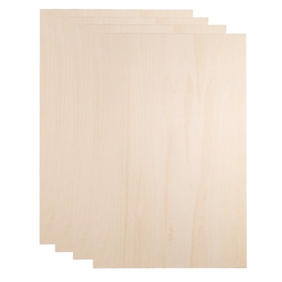 Uxcell 4pcs 2mm Basswood Plywood Sheets 12" x 8" x 3/32" Thin Unfinished Plywood Boards Craft Wood Sheet for Laser CNC Cutting Wood Engraving Burning Drawing Architecture DIY Projects