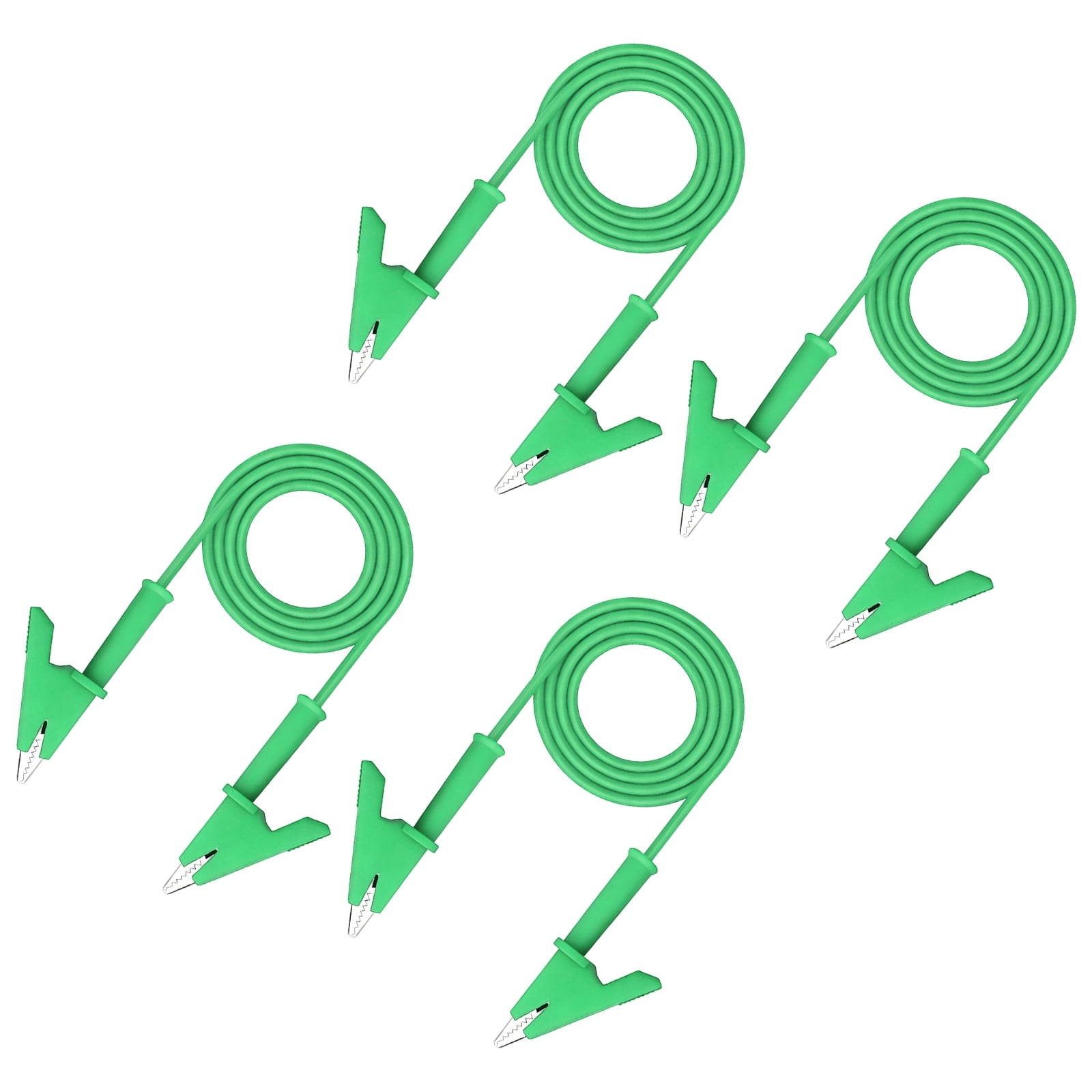 Uxcell 4pcs 3.28ft Alligator Clip Test Leads, 15A Dual Alligator Clips with Wires for Multimeter Jumper Wire Industry Car Battery, Green