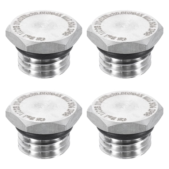 Uxcell 4pcs 304 Stainless Steel Pipe Plug Fitting M12x1.5 Metric Male Thread Outer Hex Head Cap Hexagonal Head Bung Plugs Fittings with Seal Ring for Air Water Oil Gas Tube