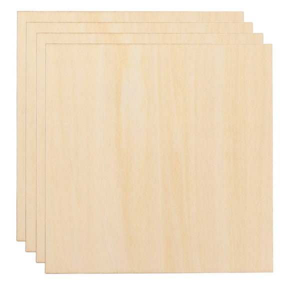 Uxcell 4pcs 3mm Basswood Plywood Sheets 6" x 6" x 1/8" Thin Unfinished Plywood Boards Craft Wood Sheet for Laser CNC Cutting Wood Engraving Burning Drawing Architecture DIY Projects