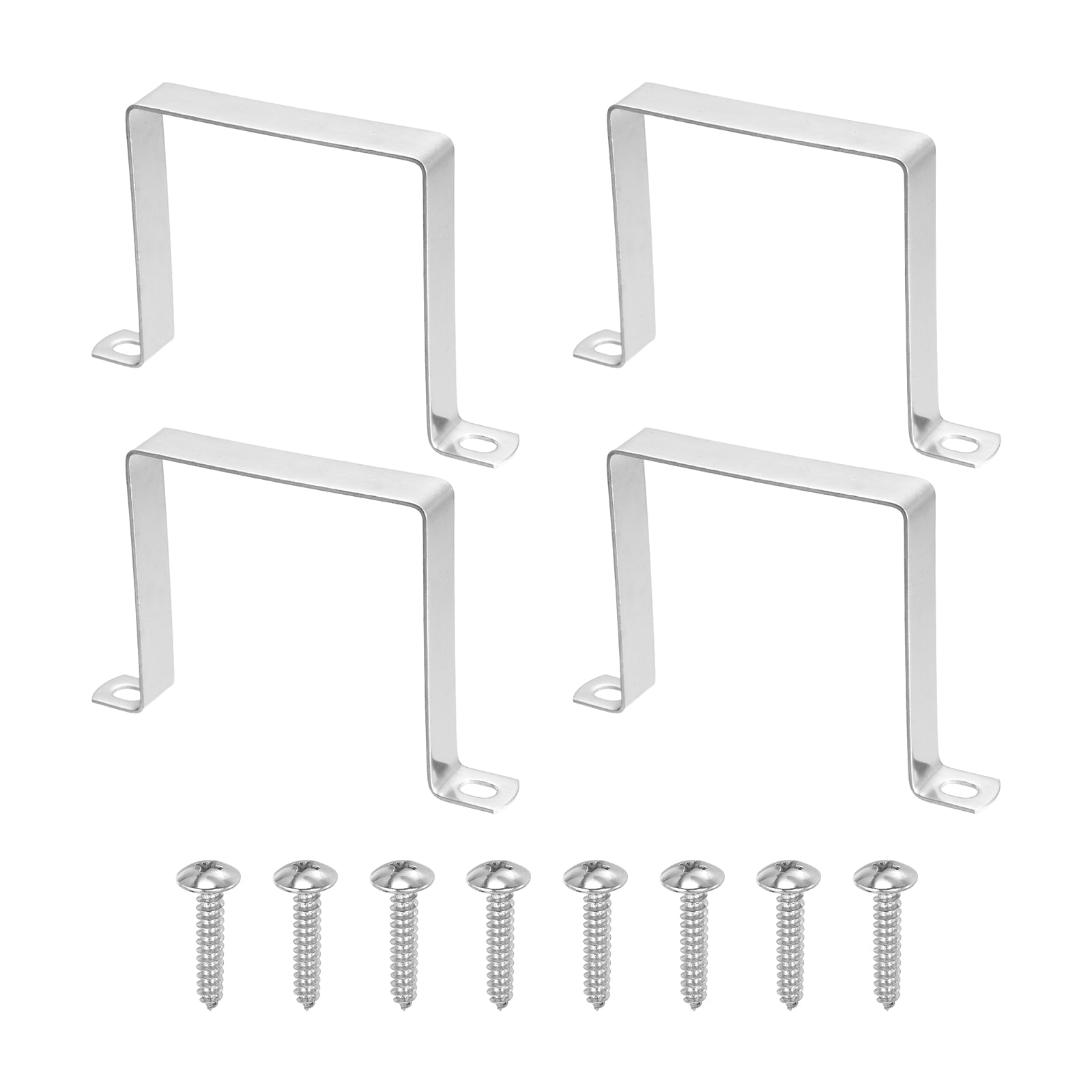 Uxcell 4pcs 4" x 4" Square Pipe Clamp, 304 Stainless Steel U Shaped Connector Bracket Heavy Duty Tube Strap Buckle with Self-Tapping Screws for Tube Installation