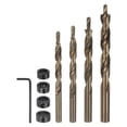 thumbnail image 1 of Uxcell 4pcs 5/16"-15/32" Round Shank Pocket Hole Drill Bit 13/64" Tip W M8-M12 Depth Stop Collar and Wrench, 1 of 6
