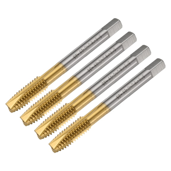 Uxcell 4pcs 5/16-18 UNC B2 Spiral Point Thread Tap Titanium Coated Tapping Threading Tool