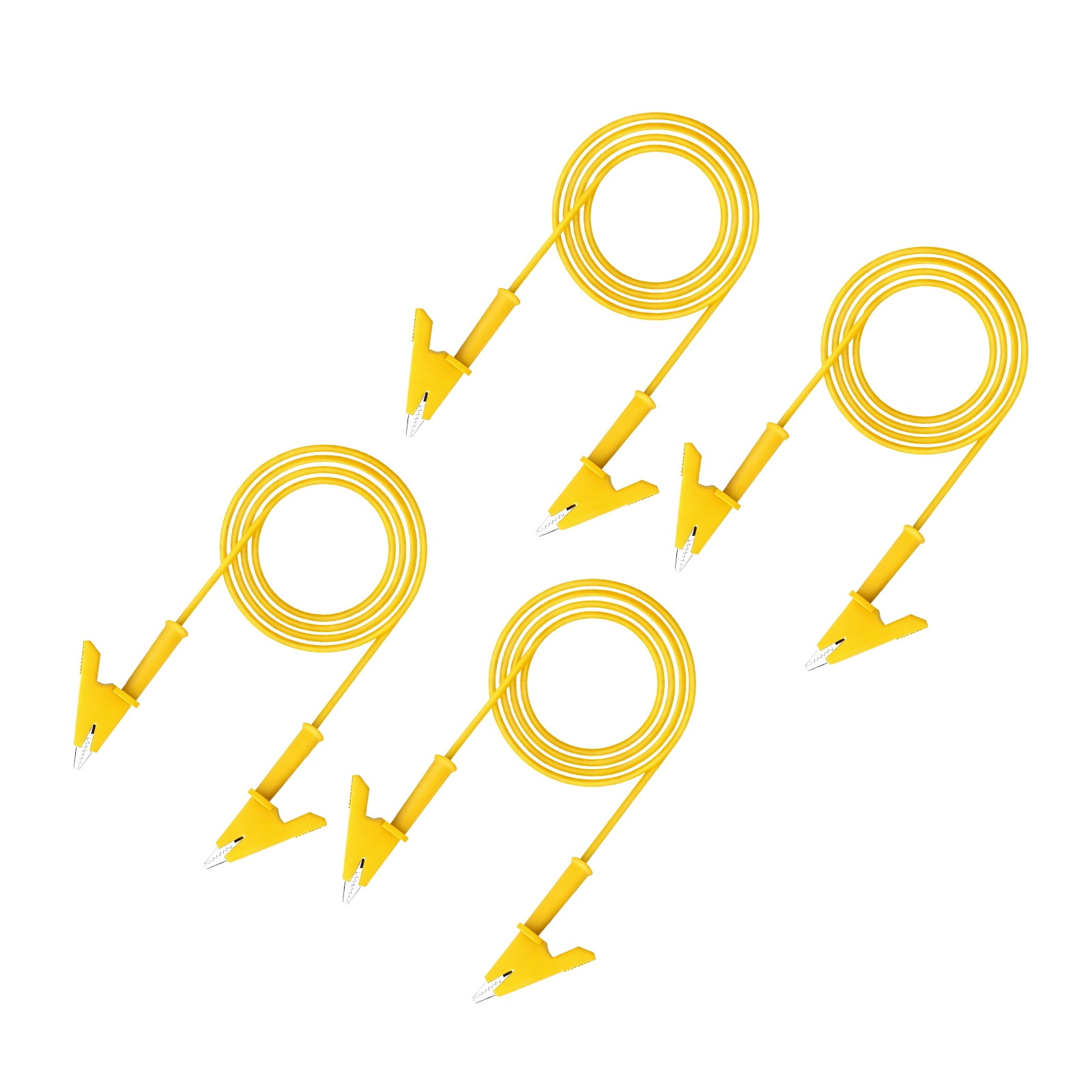Uxcell 4pcs 6.56ft Alligator Clip Test Leads, 15A Dual Alligator Clips with Wires for Multimeter Jumper Wire Industry Car Battery, Yellow