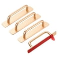 thumbnail image 1 of Uxcell 4pcs Adhesive Cabinet Handle 5.8" Drawer Handles Pulls for Closet Door, Gold Tone, 1 of 5