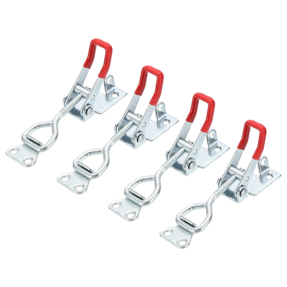Uxcell 4pcs Adjustable Toggle Clamp M6x38mm 396bs 4002 Style w Lock Hole, Silver Red