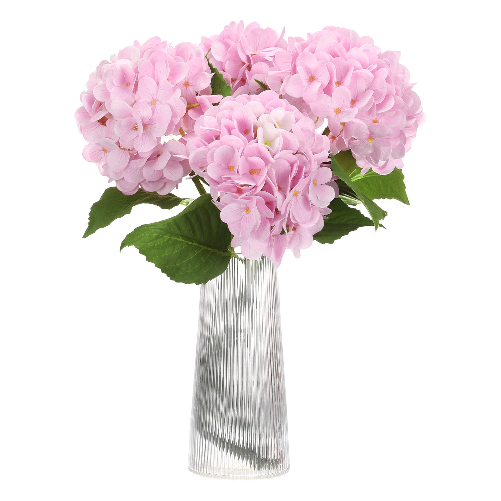Uxcell 4pcs Artificial Hydrangea Flowers 18.5" Latex Real Touch Faux Hydrangea Flower Bouquets Large Lifelike Hydrangea for Home Kitchen Party Wedding, Pink