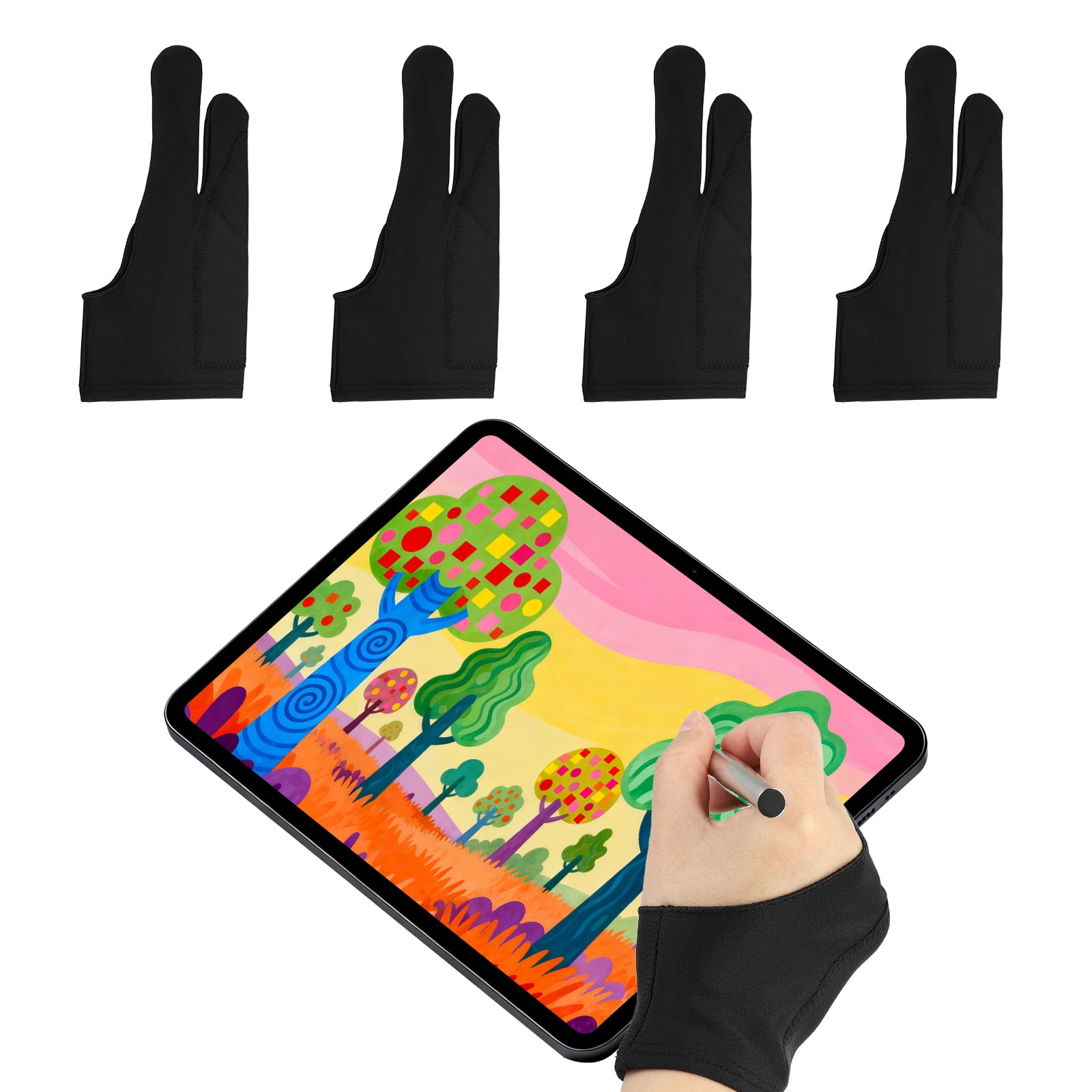 Uxcell 4pcs Artist Drawing Glove Size L - 2-Layer Smooth Elasticity ...