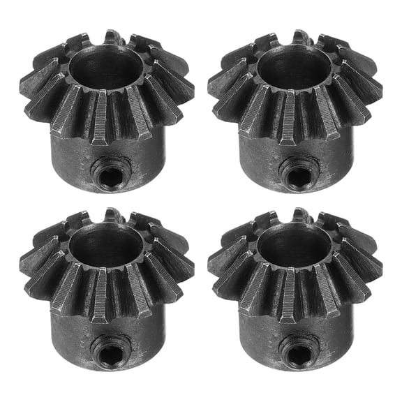 Uxcell 4pcs Bevel Gear Tapered Bevel Pinion Gear 1.5 Module for Hardware Mechanical Rotation (45# Steel, 12T, 8mm Hole)