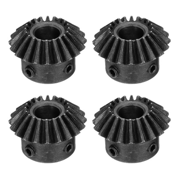 Uxcell 4pcs Bevel Gear Tapered Bevel Pinion Gear 1.5 Module for Hardware Mechanical Rotation (45# Steel, 20T, 10mm Hole)