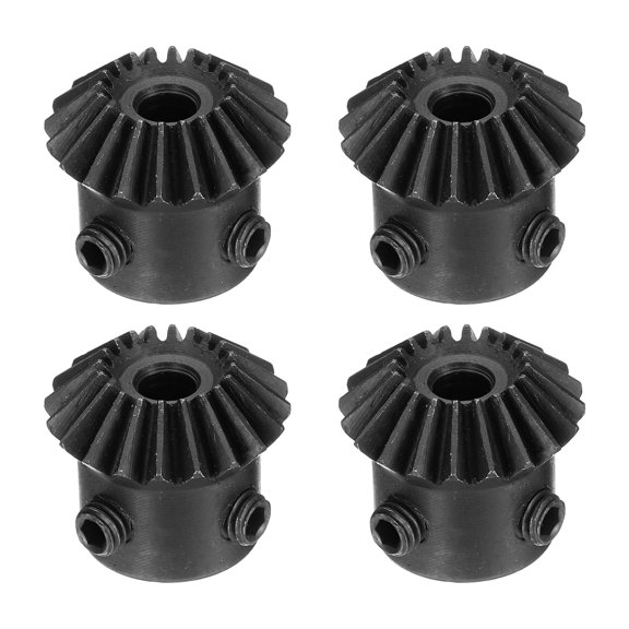 Uxcell 4pcs Bevel Gear Tapered Bevel Pinion Gear 1 Module for Hardware Mechanical Rotation (45# Steel, 20T, 5mm Hole)