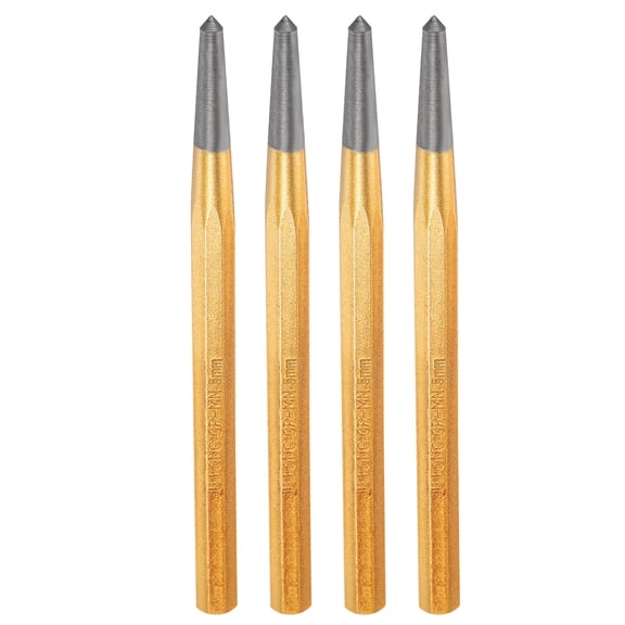 Uxcell 4pcs Center Punch 5mm(1/5") 150mm Length Metric Non-marring Alloy Steel Cylindrical Alignment Punch Drive Pin Tools for Automotive Watch Repair Jewelry Craft