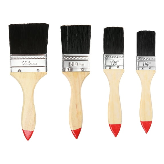 Uxcell 4pcs Chip Paint Brush 1+1.5+2+2.5" Flat Painting Brushes Natural Bristles Paint Brushes with Wooden Handle for DIY Art Painting Furniture Cabinet Fences Deck Wall Door Trim