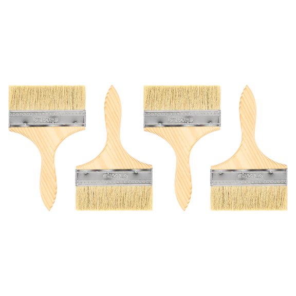 Uxcell 4pcs Chip Paint Brush 6" Flat Painting Brushes Synthetic Bristle Paint Brushes with Wooden Handle for DIY Art Painting Furniture Cabinet Fences Deck Wall Door Trim