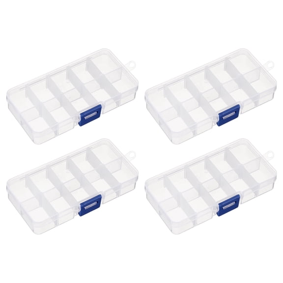 Uxcell 4pcs Component Storage Box 10 Grids PP Electronic Organizer Box with Adjustable Driver Hardware Containers Boxes