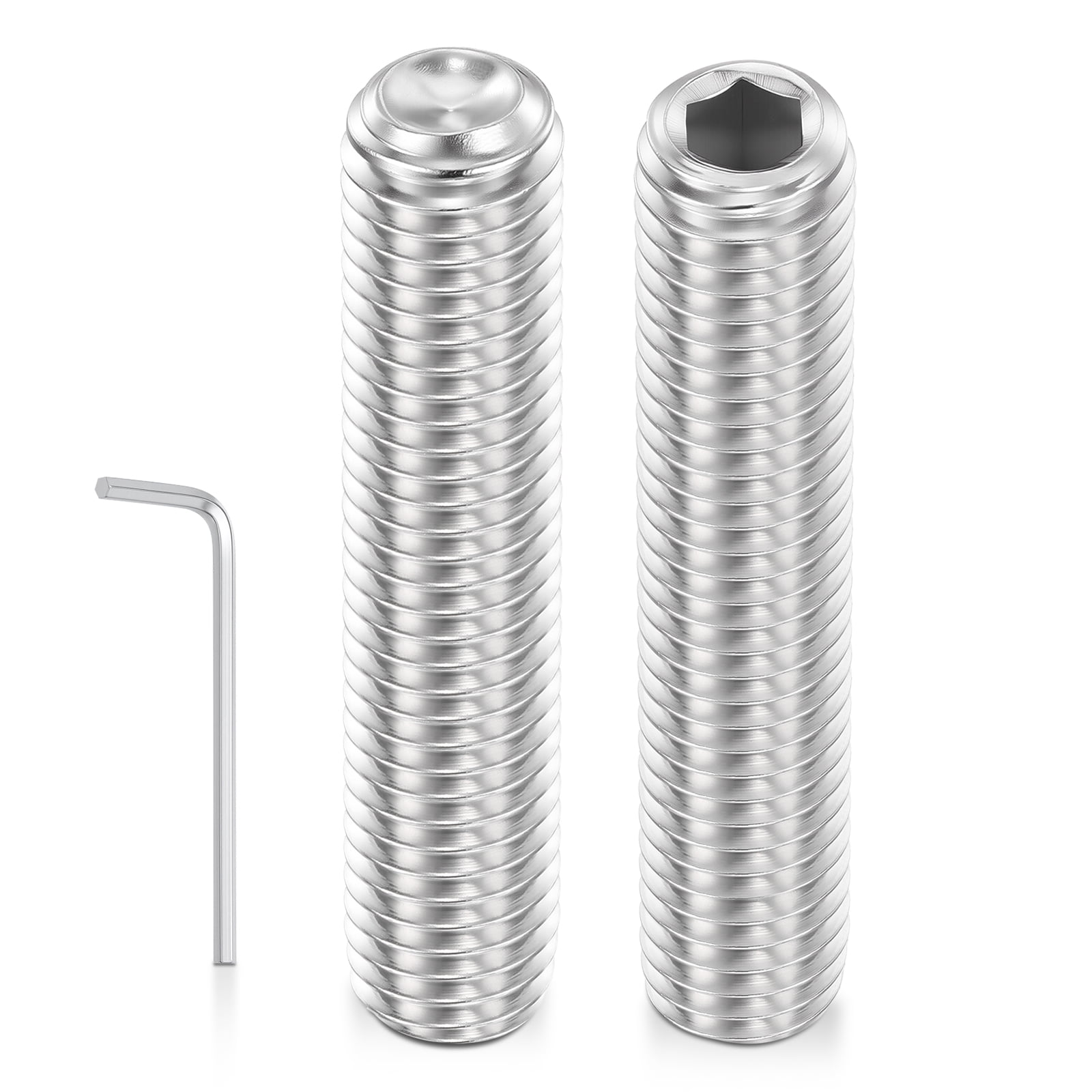 Uxcell 4pcs Cup Point Hex Socket Set Screws - [M10-1.5x60mm] 18-8 ...