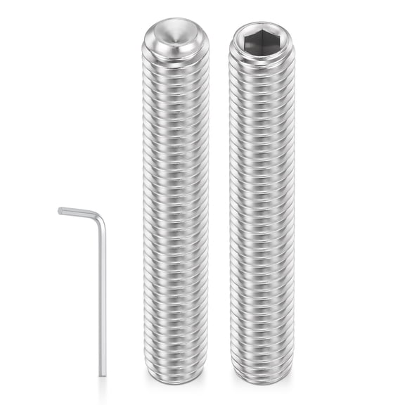 Uxcell 4pcs Cup Point Hex Socket Set Screws - [M8-1.25x50mm] 18-8 Stainless Steel Headless Allen Head Grub Set Screw with Hex Key Wrench for Door Handles, Bathroom Fixture & Towel Rack