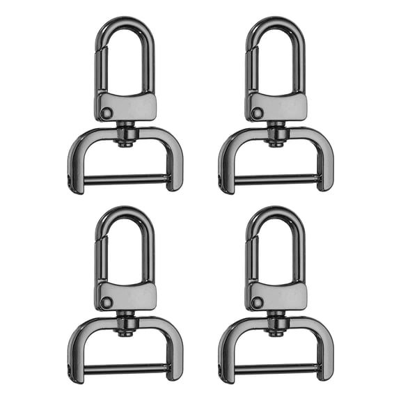 Uxcell 4pcs Detachable Snap Hook Swivel Clasp 1" Metal D-Rings Clasp, Gunmetal