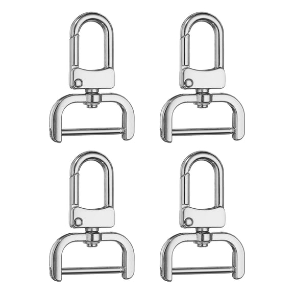 Uxcell 4pcs Detachable Snap Hook Swivel Clasp 1" Metal D-Rings Clasp, Silver-White