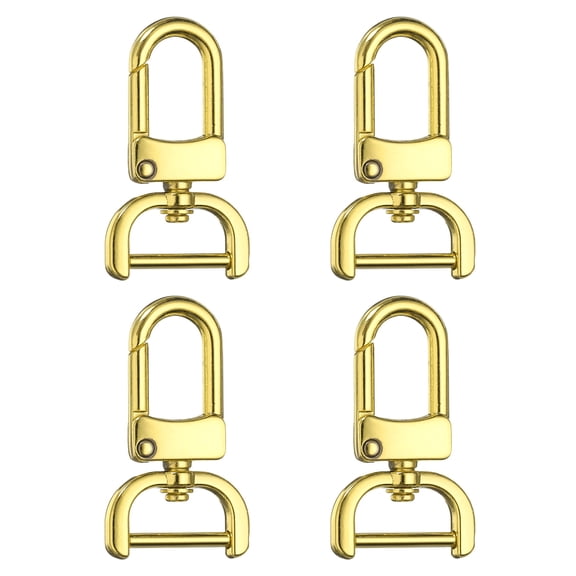 Uxcell 4pcs Detachable Snap Hook Swivel Clasp 3/4" Metal D-Rings Clasp, Gold